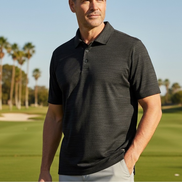 Haggar Other - Haggar XL Black Performance Polo Shirt Mens Heathered Casual Golf Athleisure